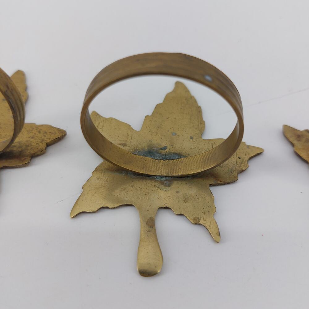 Thanksgiving Fall Leaves Napkin Rings Dining Gold Tone Lot 3 - Picture 7 of 12